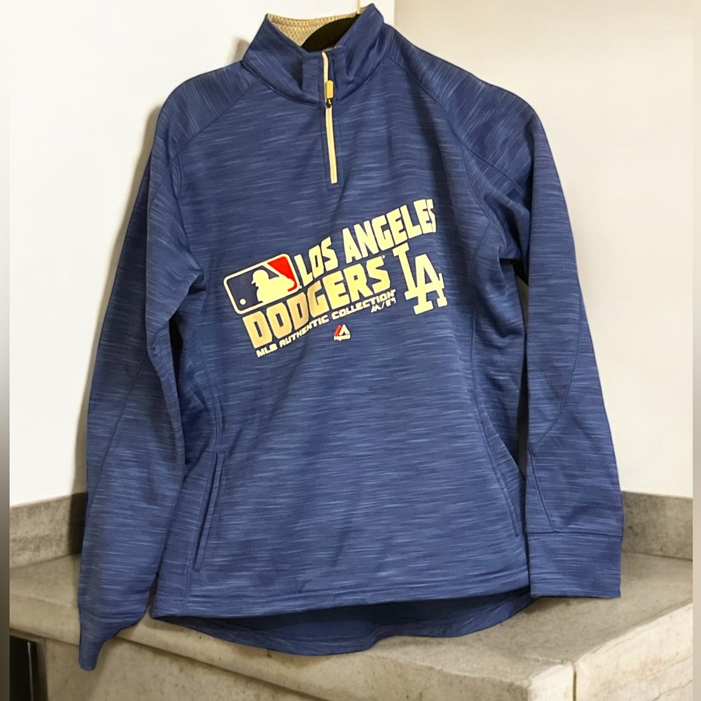 Majestic Vintage Blue Los Angeles Dodgers Pullover Hoodie Jacket. - Picture 3 of 7